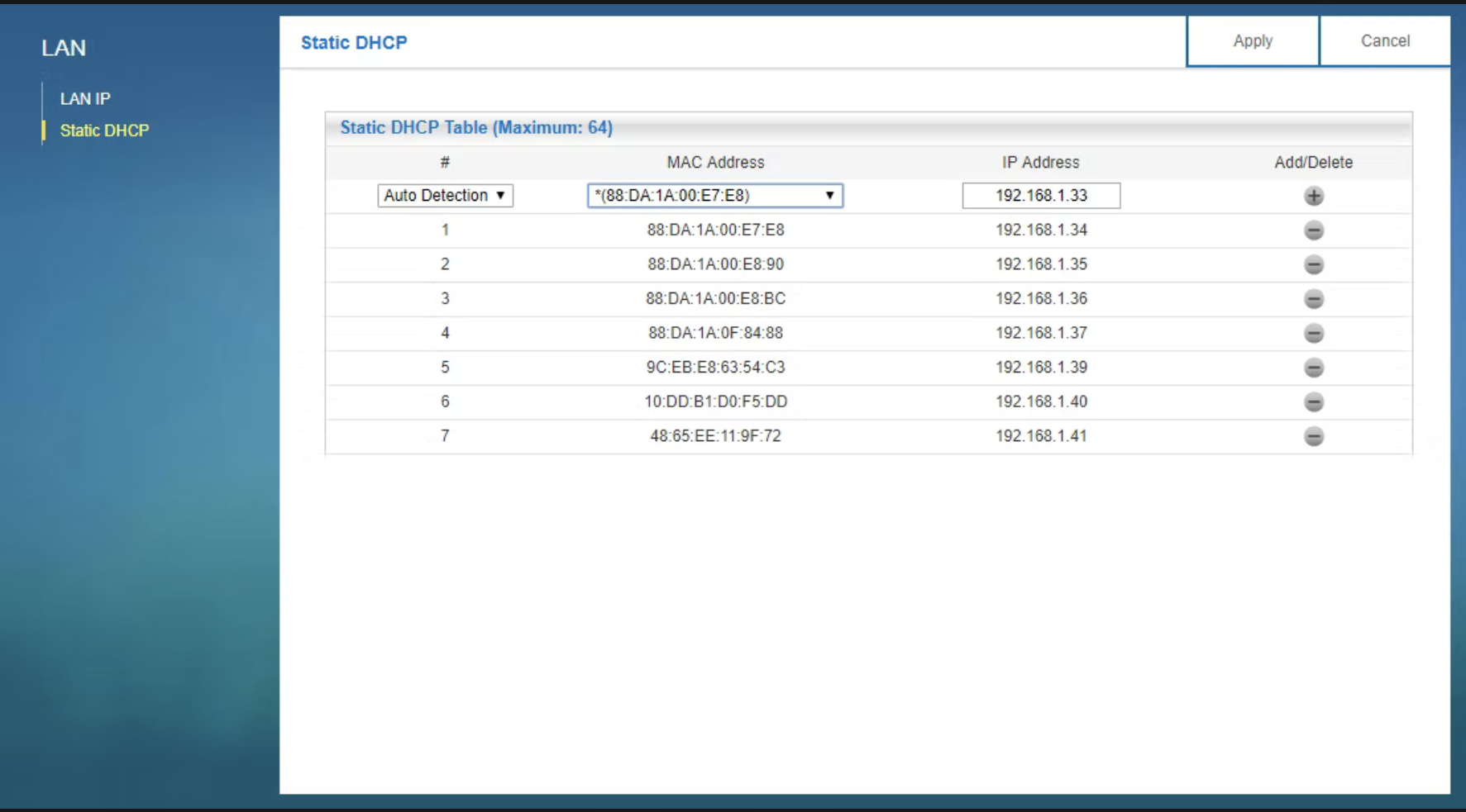 DHCP setup